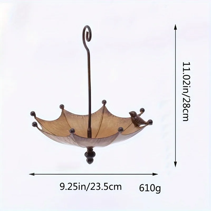 Iron Bird Feeder Umbrella Design Outdoor Hanging Decoration for Garden Patio Bird Lovers