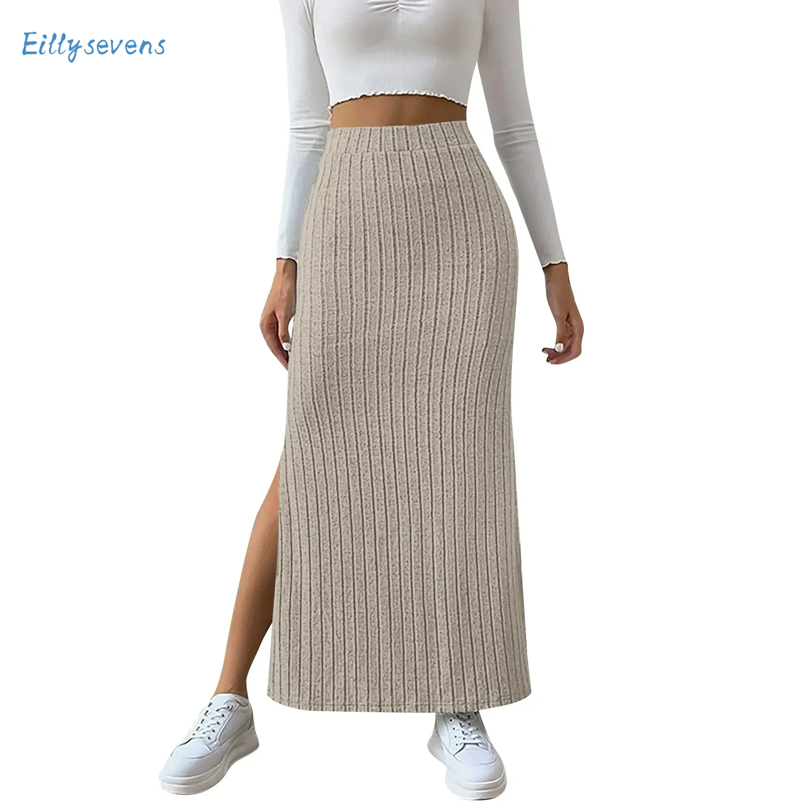 

Summer New High Waisted Skirts Sexy Slim Fit Side Slit Knit Skirts For Women Daily Date Leisure Vacation Matching Elegant Skirts