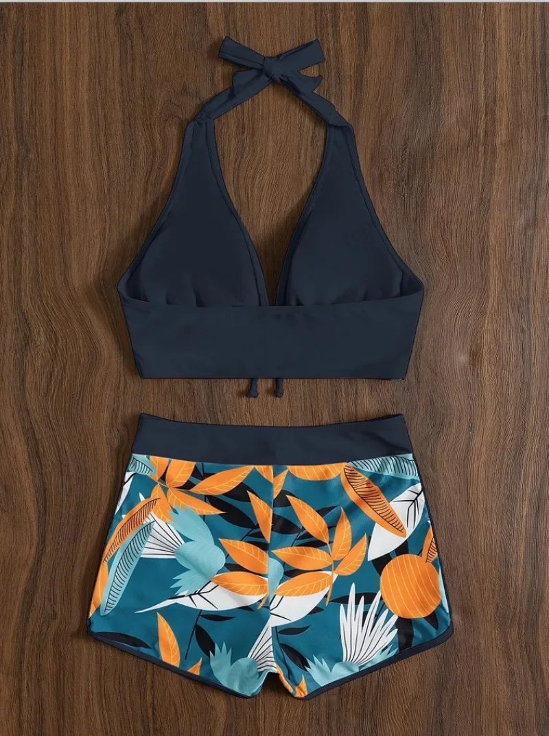 Fashion Printed Swimsuit Women Spliced Lace Up Sporty Surfing Bikini Set Bathing Suit Beachwear Swimwear Female Swimming Suits Best Sellers In Women's Clothing