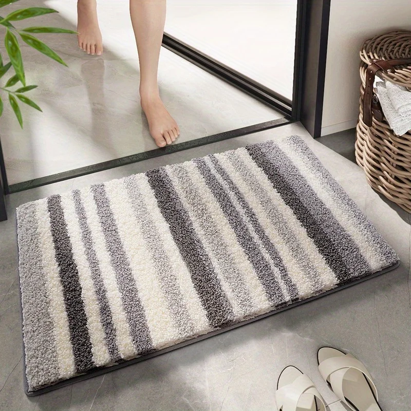 Soft Faux Cashmere Bath Rug Anti-Slip Absorbent Door Mat Durable Easy-Clean Home Floor Carpet for Bathroom Entrance Indoor Use