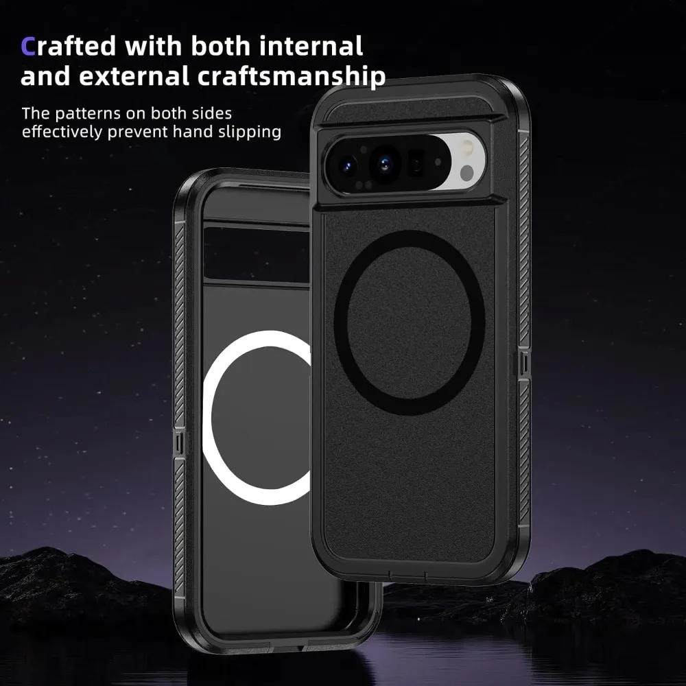 Shockproof Military Grade Armor MagSafe Case with Magnetic Charging and Rugged Bumper Back Cover