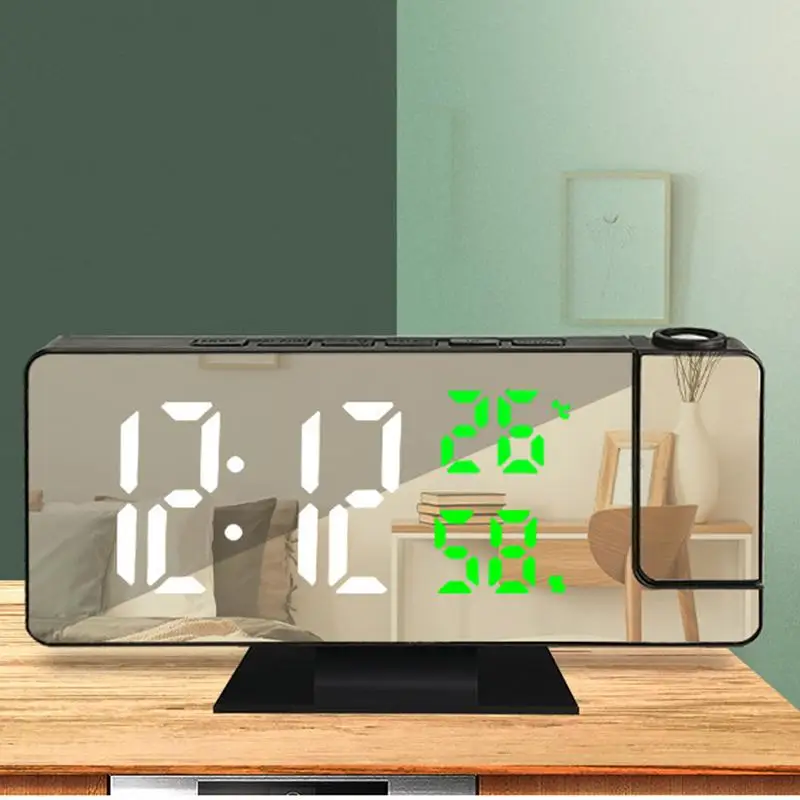 Smart Mirror Projection Alarm Clock with Rotatable Display