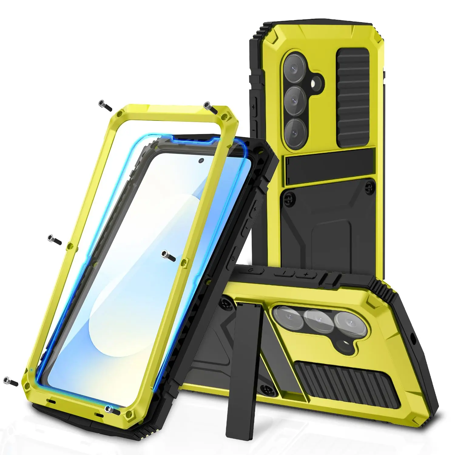Metal Heavy Duty Shockproof Case with Metallic Bumper and Screen Protector