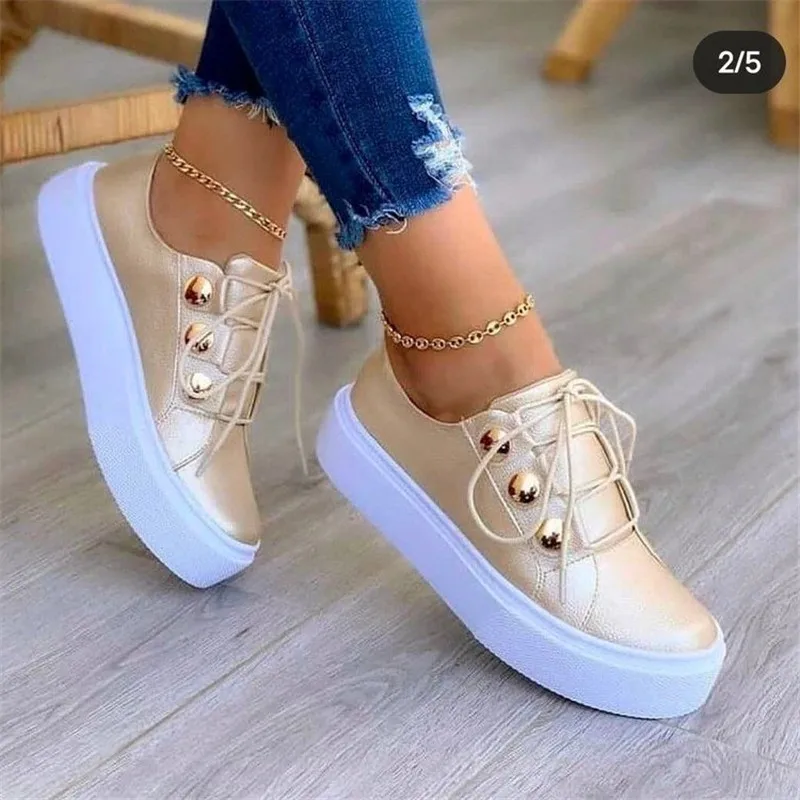 2021 Autumn Women Fashion Vulcanized Sneakers Platform Solid Color Flats Ladies Shoes Casual Ladies Walking Sneakers New