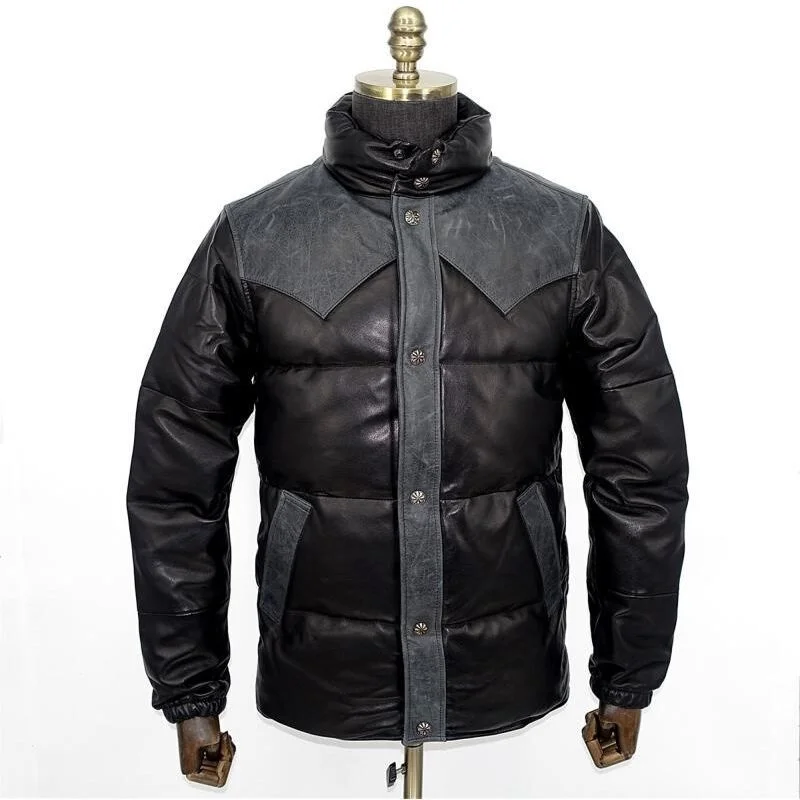 

leather 100% genuine fur coat men jacketJapanese Trading Company Winter Warm keeping Vintage Top Layer Sheepskin Splice Buffalo