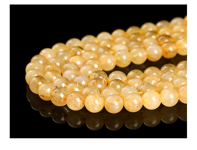 Naturstein, starker Gold-Rutilquarz, rund, lose Distanzperle, 4, 6, 8, 10 mm, für Schmuckherstellung, DIY-Halskette, Armband, Zubehör – Detail 12