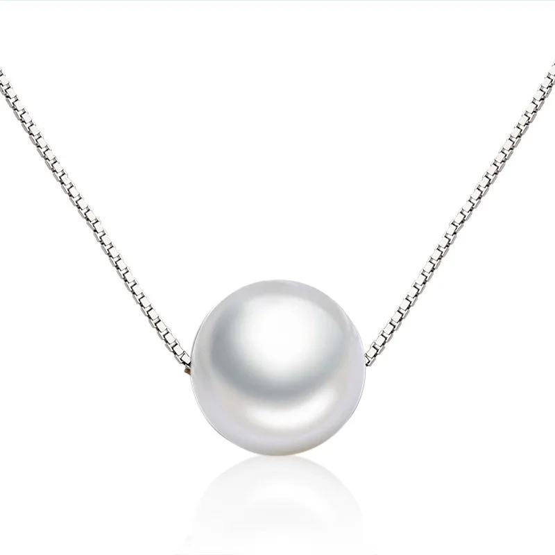 925 Sterling Silver Necklace Earrings Jewelry Set 10MM Pearl Accessories For Women