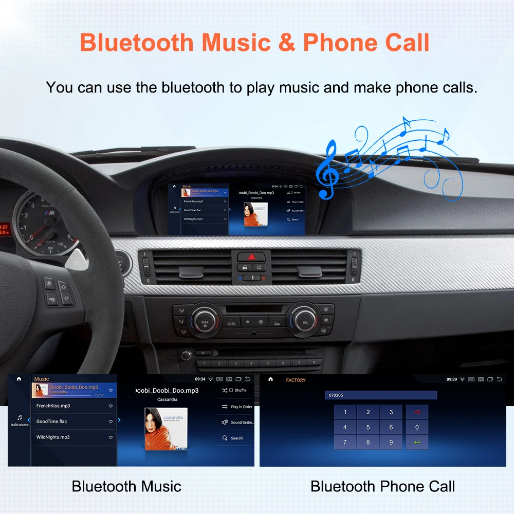 Reproductor Multimedia para Automóvil Bonroad Qualcomm Android 14 con Pantalla de 8.8" para BMW Serie 3/5 E60, E61, E90, E91, E92, E93 (2005–2012), Sistema CCC/CIC 8