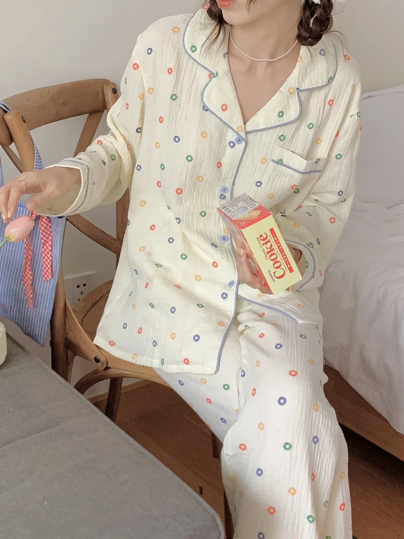Korean Version of High-Quality Pajamas Suit Female Autumn New Long-Sleeved Trousers Comfortable Breathable Homewear