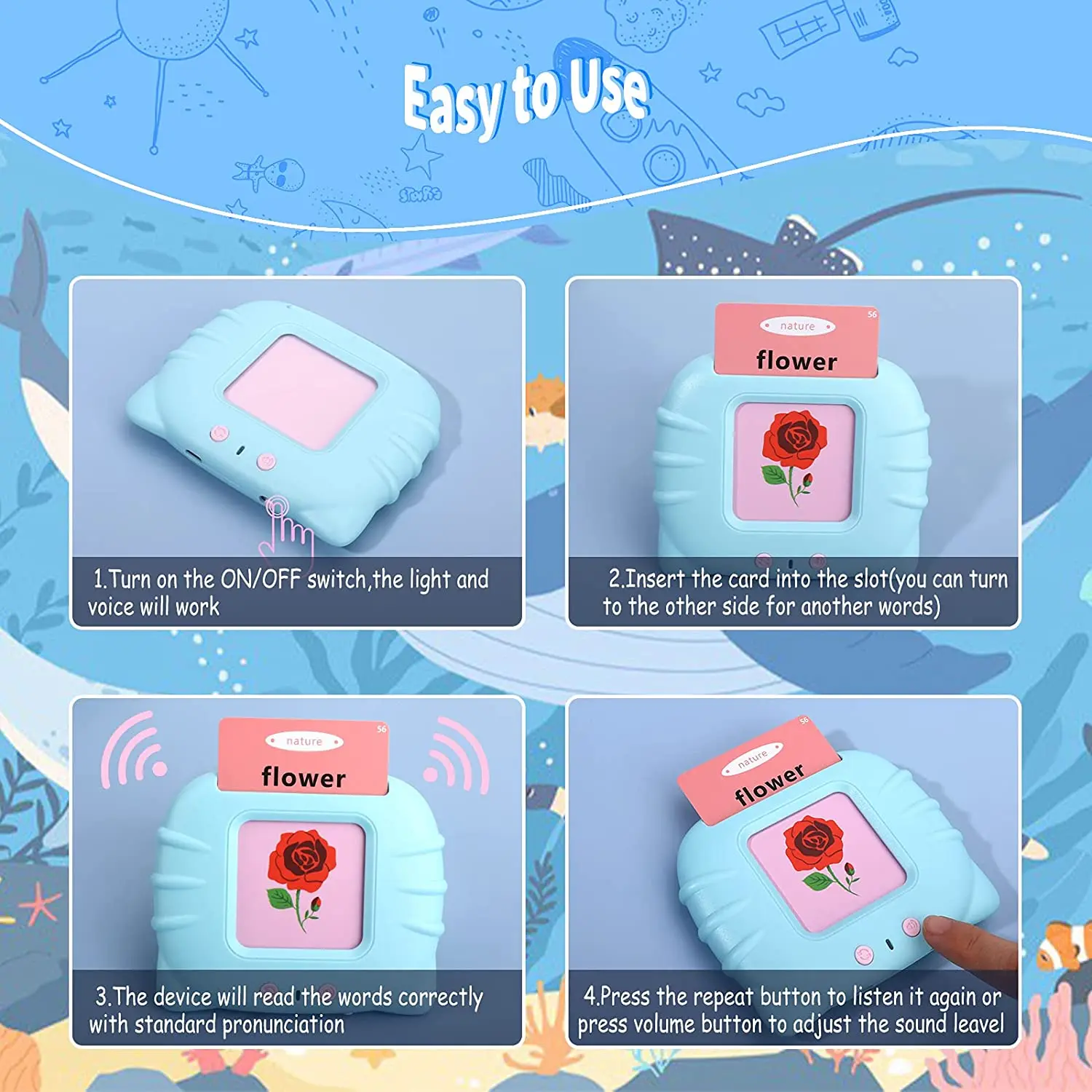 就学前の子供向けカードリーダー、就学前学習向けの教育玩具、24語