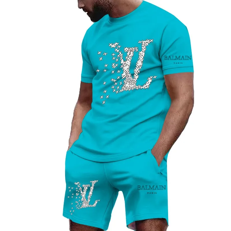 2025 Men's and Women's Fashion Leisure High Quality 3D Printed T-shirt Set New Product 6