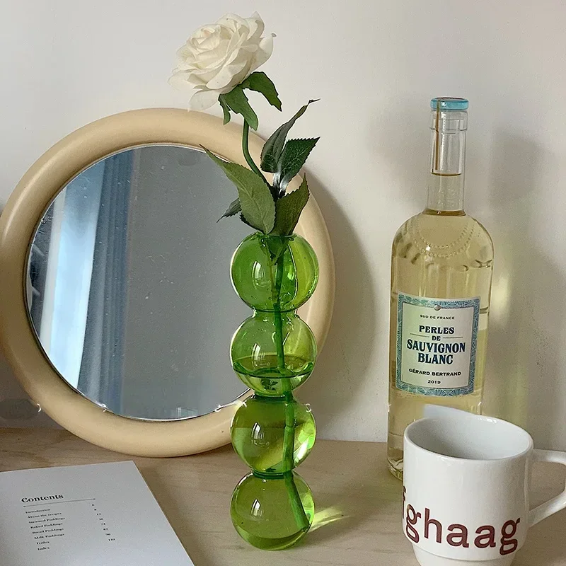 Kleine Vaas Voor Tafeldecoratie Handgemaakte Glazen Vazen ​voor Bloemen, 3-Delige Doorzichtige Vintage Bud-Vazen ​​esthetische Minivaasset Voor Kawaii Woonkamerdecoratie Slaapkamerornamenten