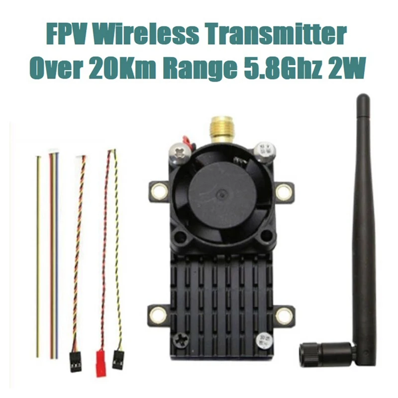 

1 комплект беспроводной FPV передатчик TS582000 диапазон более 20 км 5,8G 2000 МВт видео AV аудио передатчик