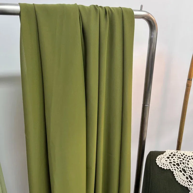 Elegant Avocado Green Semi-Transparent Chiffon Veil & Decorative Curtain Fabric