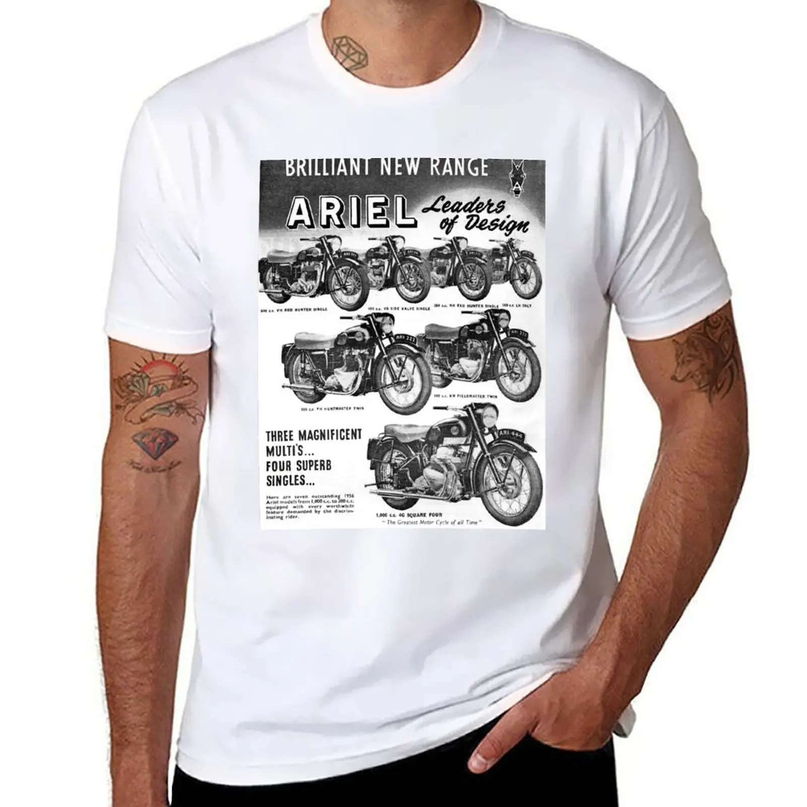 

1955 Ariel Motorcycle advert T-Shirt graphics summer clothes t shirts for men cotton