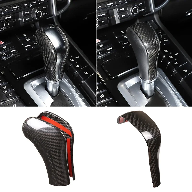 

Real Carbon Fiber Car Gear Shift Knob Cover Trim Sticker For Porsche Cayenne 2011 2012 2013 2014 2015 2016 2017 Auto Accessories