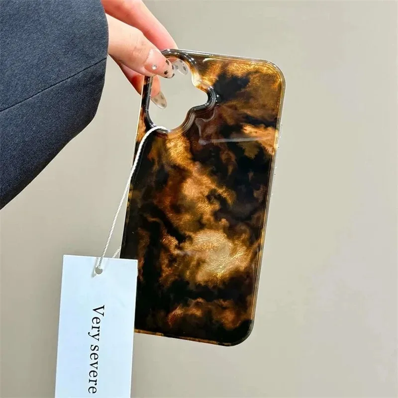 Vortex Pattern Amber Black Brown Blend Silicone Phone Case - Soft and Stylish Protection