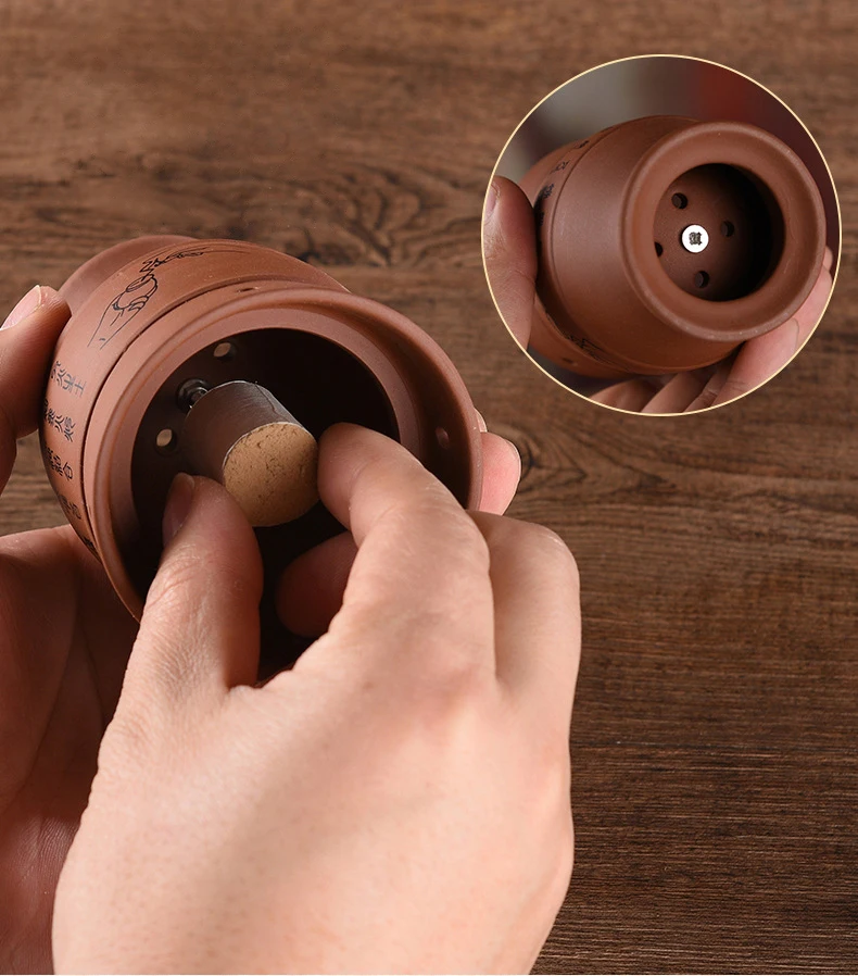 Gesichtswärmung Massagegerät Ton Schaben Tasse Keramik Moxa Stick Brenner Moxibustion Therapie Heiße Kompresse Akupunkturpunkt Meridian Massa – Detail 3