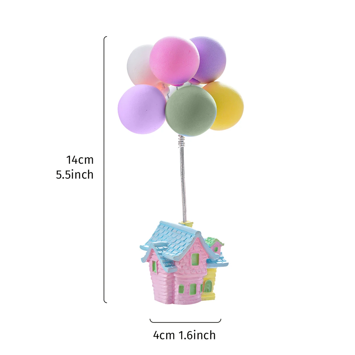 1PC, cute home desktop study interior decoration, colorful balloon house ornaments, resin house handicrafts ornaments