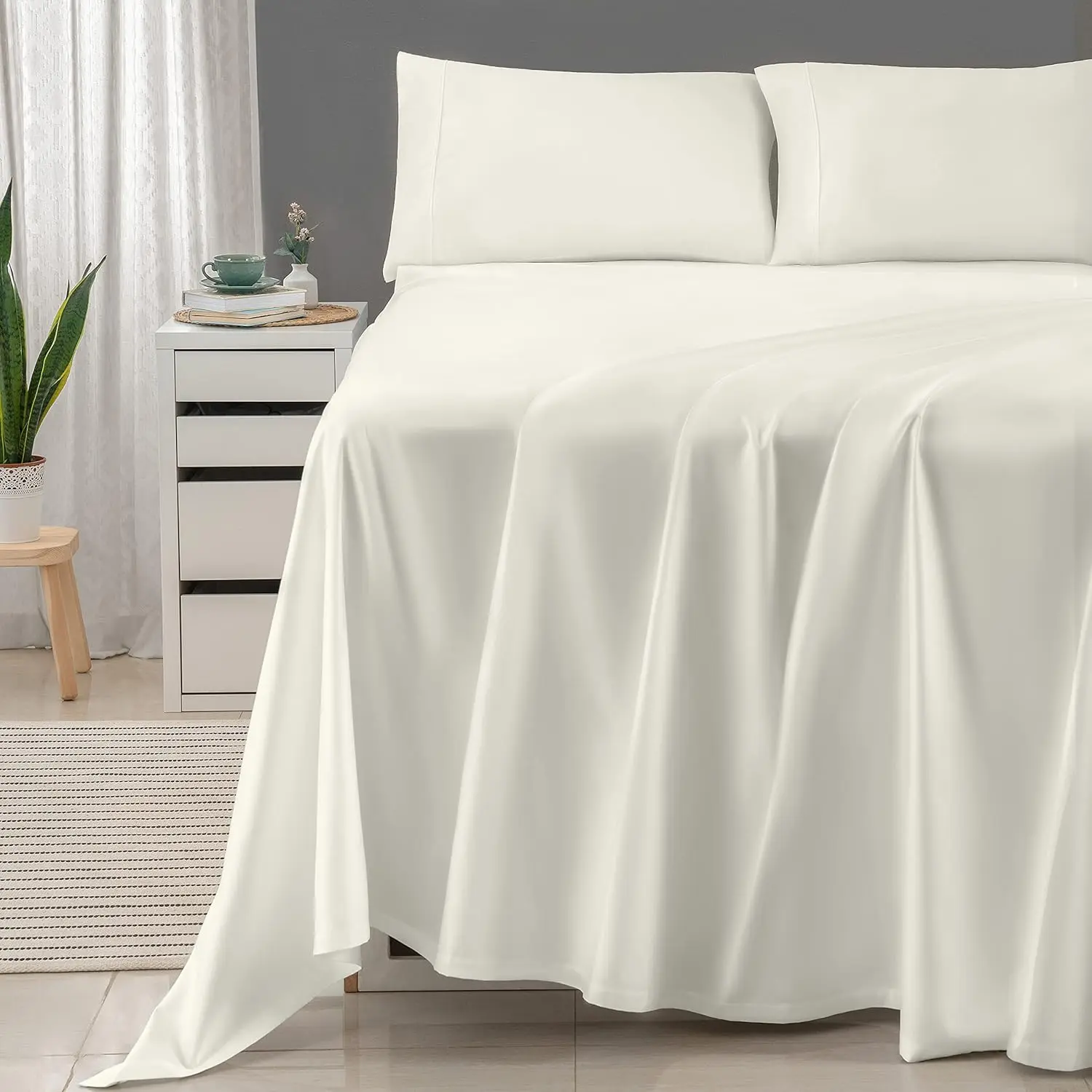 Threadmill 100% Cotton Sheets for Queen Size Bed - 600 Thread Count Queen Bed Sheets Set with 16” Deep Pocket - Sateen 2