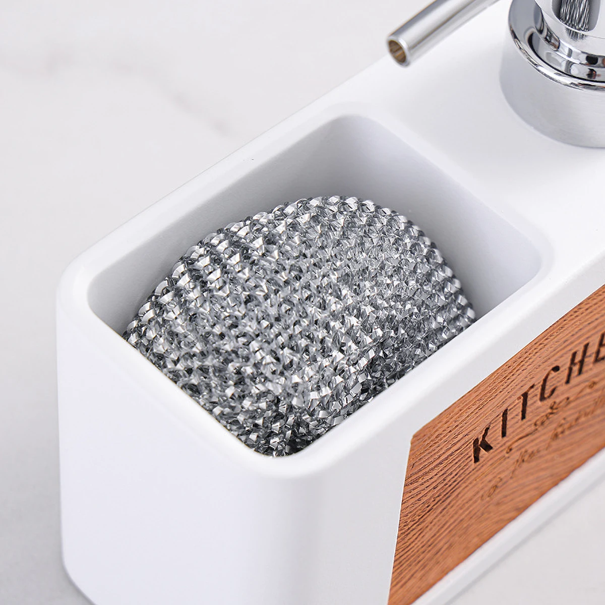 Mercury - free Resin Soap Dispenser with Scouring Pad Kitchen Dishwashing Liquid Press Bathroom Hand Soap Dispenser