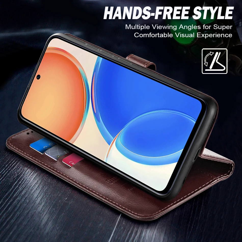 Leather Wallet Phone Case with Card Holder & Magnetic Flip Stand - Shockproof Protection
