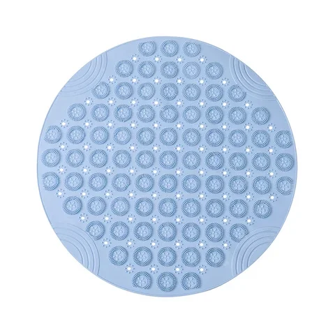 

Mat Bathroom Blue Anti-slip Sucker Round Silicone Rugs Bathing Soft Shower Carpet Solid Color Foot Massage Pad Bathtub Bath