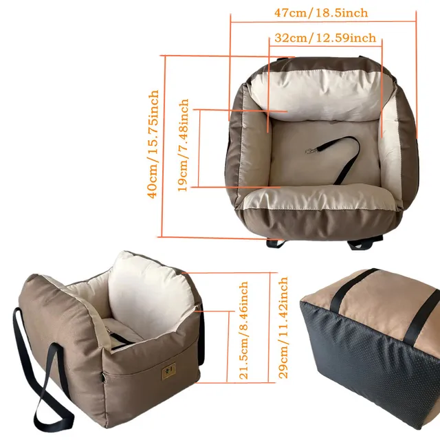 Dog Car SUV Seat Puppy Bed with Adjustable Fixed Strap Non-Slip Bottom Dog Seat for Dog Cat Traveling Carry Supplies Washable 6