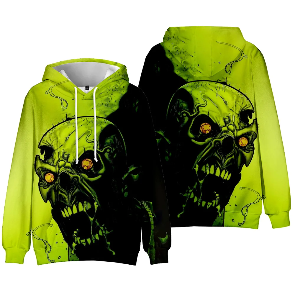 

3D Green Scary Skeleton Men Women Hoodies Hooded Casual Streetwear Long Sleeves Sweatshirts Boys Autumn Tops Coats Halloween 4XL