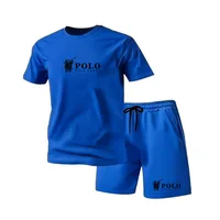 Ensemble T-shirt et short de sport POLO pour homme, manches courtes, été, décontracté, respirant, tenue 2 pièces pour homme, streetwear, survêtement 2