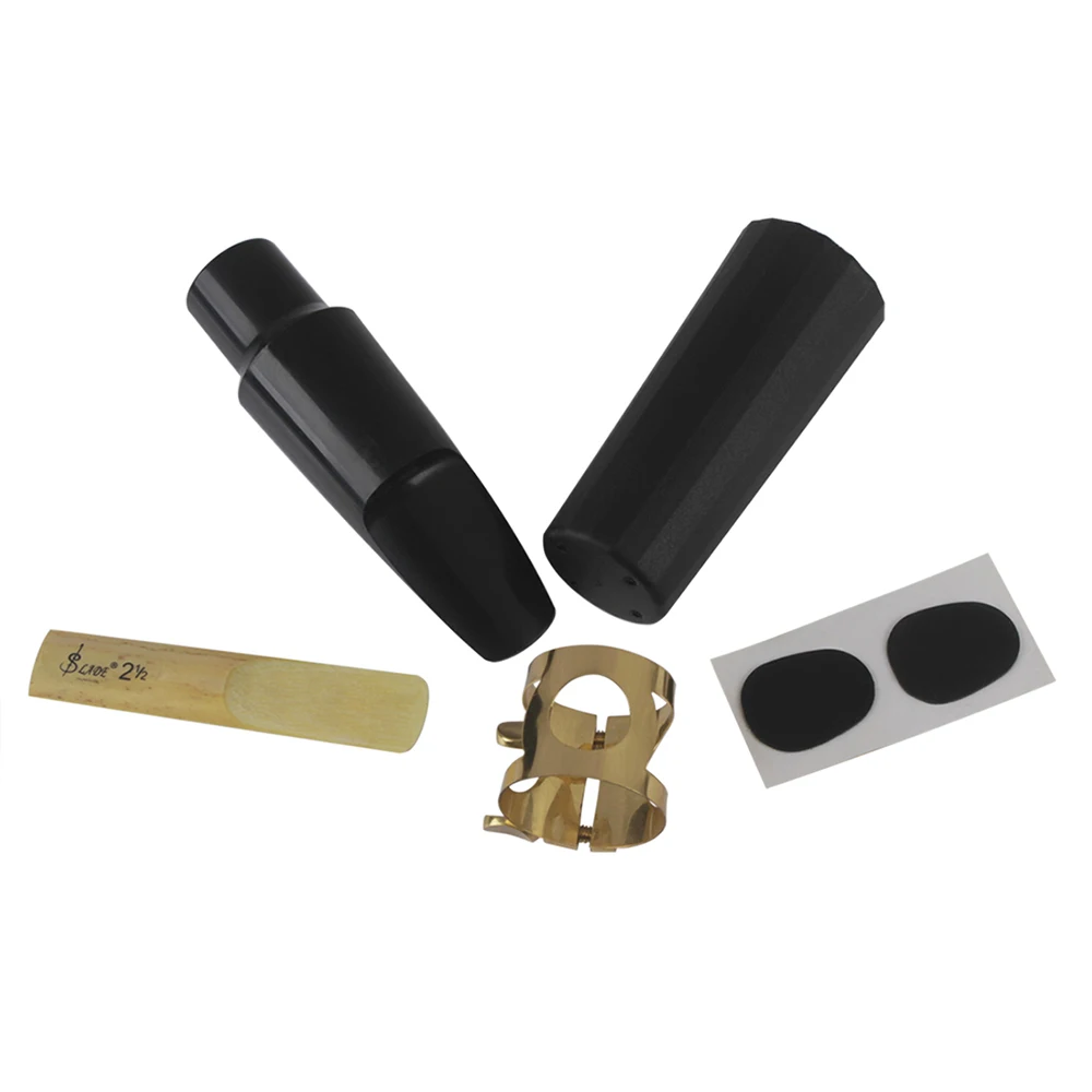 Saxophone Accessories Clarinet Accessories Saxophone Mouthpiece 5 Pcs Set Tenor Alto Soprano Mouthpiece + Cap + Clip Reed Two Tooth Pads Set Woodwind Instrument Accessories