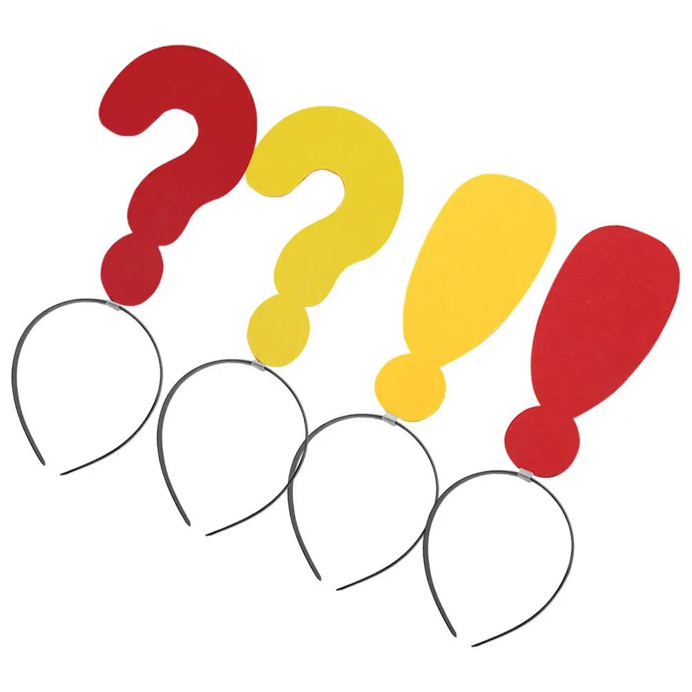 4Pcs 마크 모양의 머리띠 재미 있은 느낌표 물음표 머리 후프 여성을위한 경량 재사용 가능한 파티 헤어 밴드 소녀 의상