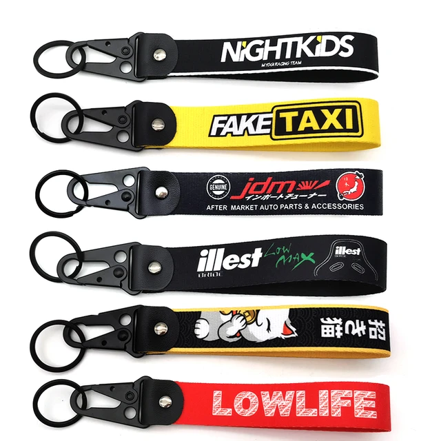 JDM-Stil Auto Schlüssel bund Nylon Low Life gefälschte Taxi Geschenk  Lanyard Schlüssel ring Auto Schlüssel Stahl Feder Clip Schlüssel Starp  Schlüssel Anhänger glückliche Katze - AliExpress