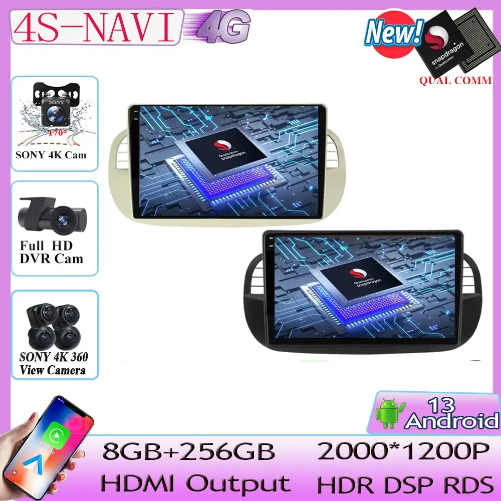 

Android 13 Qualcomm Snapdragon Car Radio Player For FIAT 500 2007 2015 Autoradio Multimedia Video Navigation No 2din DVD STEREO