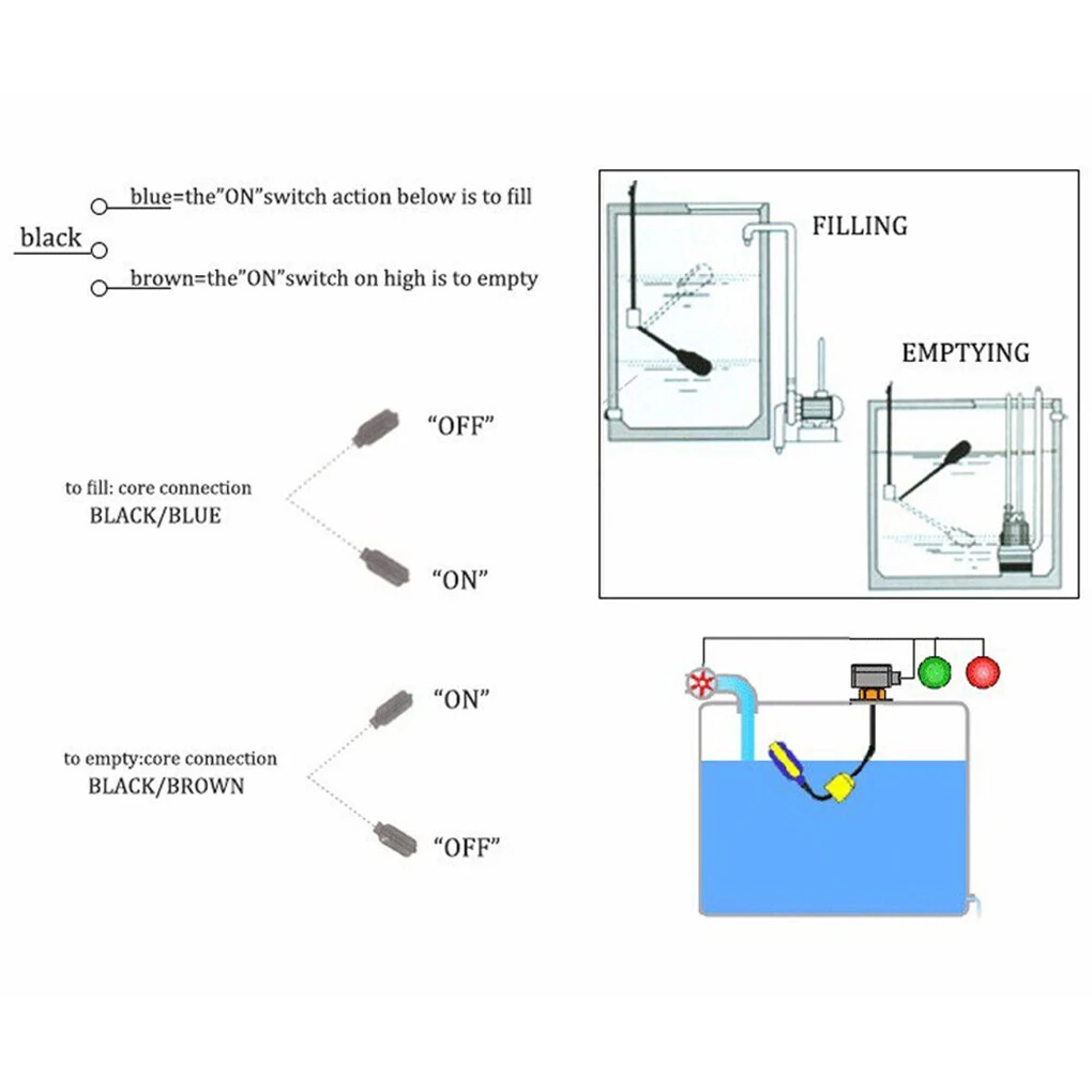 UK221 Plastic Cable Type Water Level Float Liquid Level Switch Water Tower Tank Automatic Plastic Float Switch