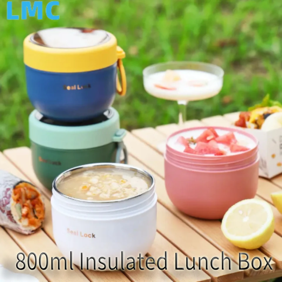 LMC 800ml Stainless Insulated Lunch Box Boite Lunch Box Isotherme Insulated  Food Jar Food Flasks Hot Food Thermal Lunch Box Food