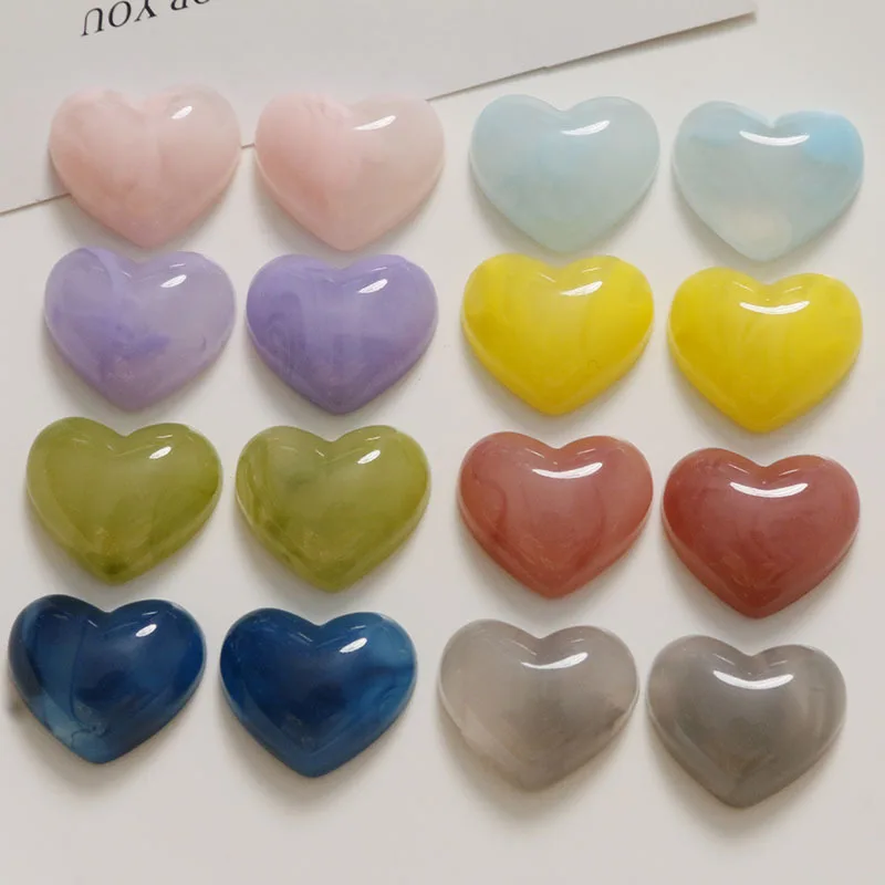 

Wholesale 100pcs/lot color pattern print cartoon hearts shape resin cabochon beads diy jewerly earring/garment/hair accessory