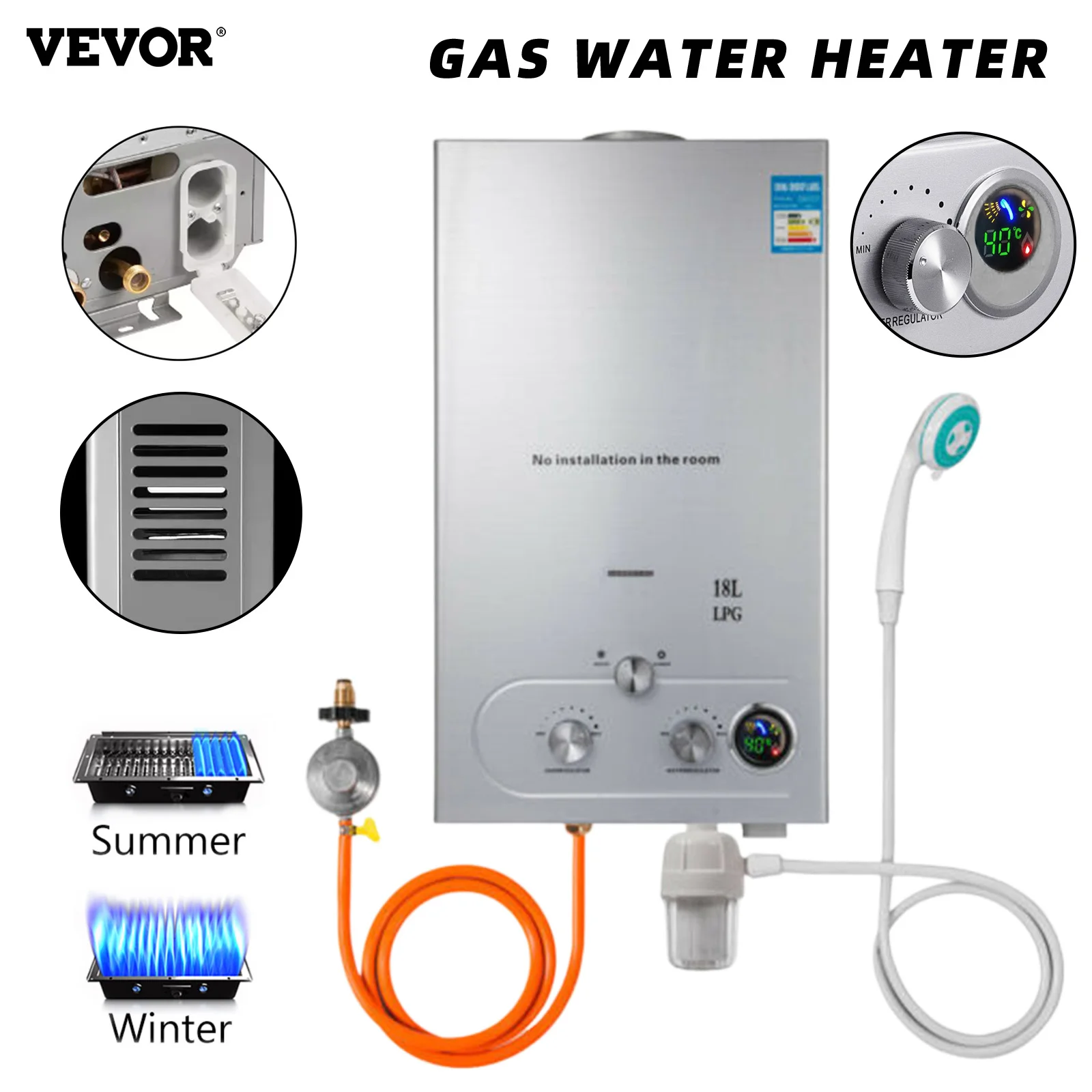 Tankless Water Heaters Propane Gas | Samger 6l Lpg Calentadors Agua - 6l 8l  10l 12l - Aliexpress