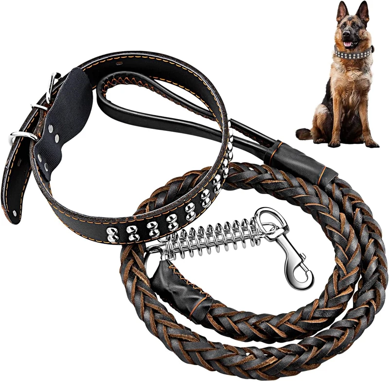Heavy and Duty Large Dog Leash Genuine Leather Braided Dog Training Leash for Shepherd Medium Large Dogs Pet Supplies Heavy and Duty Large Dog Leash Genuine Leather Braided Dog Training Leash for Shepherd Medium Large Dogs Pet Supplies