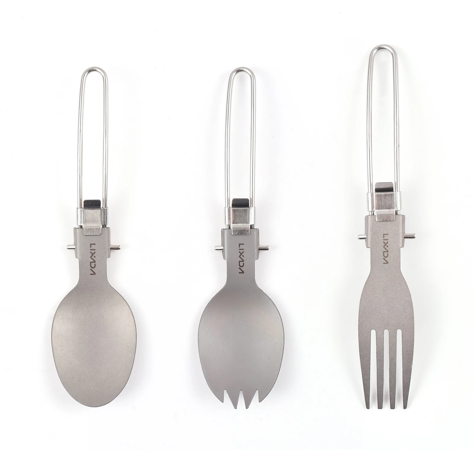 Lixada 3PCS Camping Spoon Fork Combo Titanium Salad Lightweight Compact Utensils Stainless Steel and Ti Acid Corrosion-Resistant