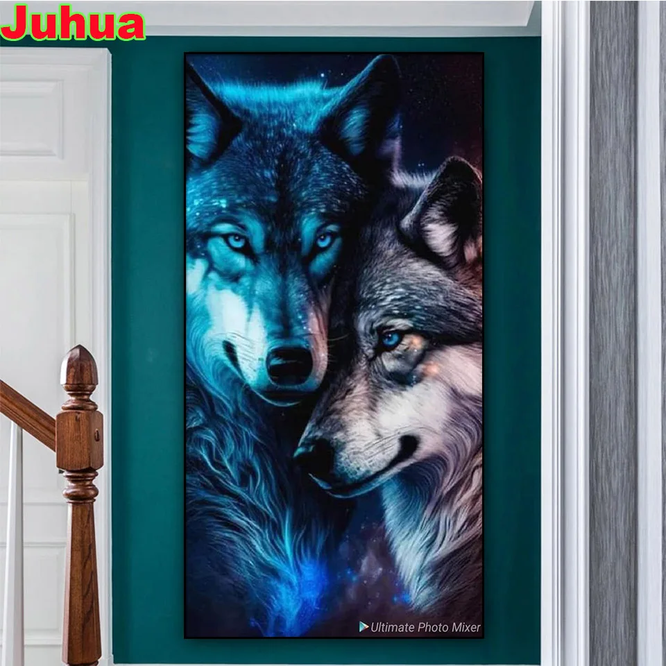 Enchanting Wolves DIY Diamond Painting Kit – Full Art Embroidery Mosaic and Craft Puzzle