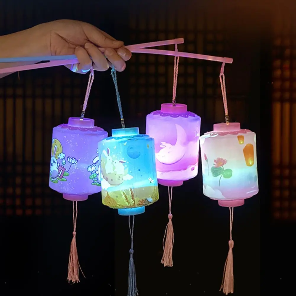 

Handheld Rabbit Gift Round Cylinder Kindergarten Party Chinese Children Toys LED Lanterns Mid-autumn Lamp Festival Lanterns