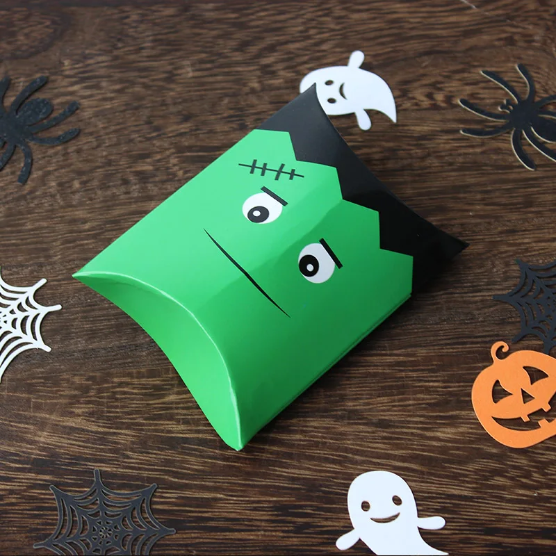 thumbnail image 1 of Caja de regalo para dulces con forma de almohada de Halloween, 10 unidades, caja de regalo para Halloween con forma de calabaza, fantasma y bruja, 1 of 5