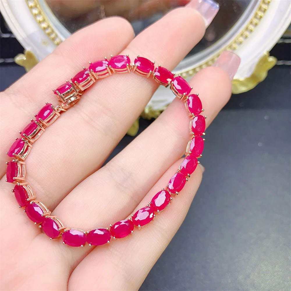 Sold at Auction: Genuine Round Cut 5mm Top Blood Red Ruby Bracelet