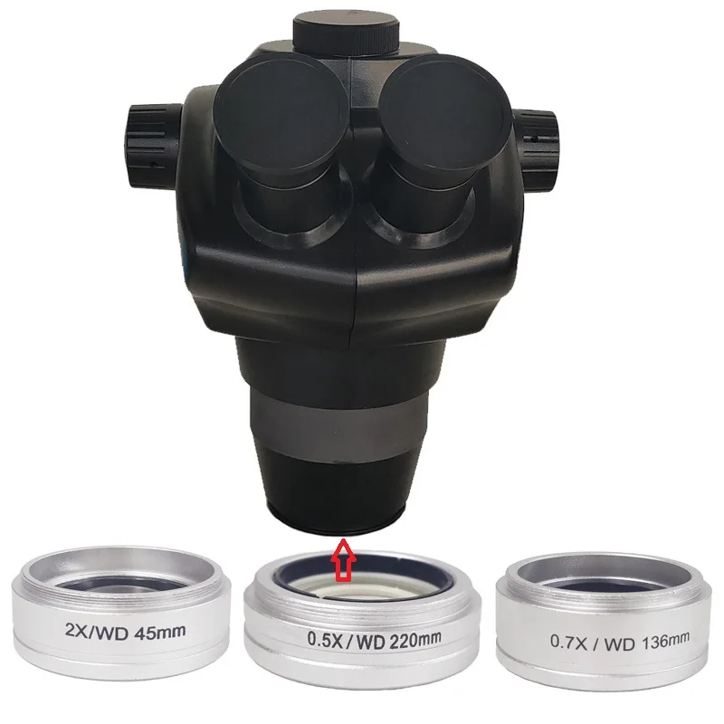 Lente objetiva auxiliar para microscópio estéreo WD165 0,5X, lente
