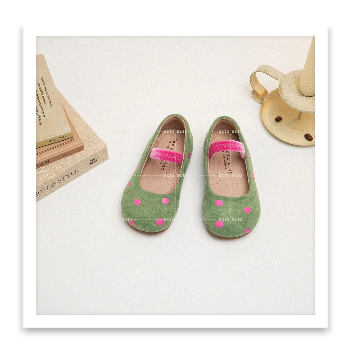 أحذية باليه مسطحة للفتيات الأميرة المخملية المرقطة...