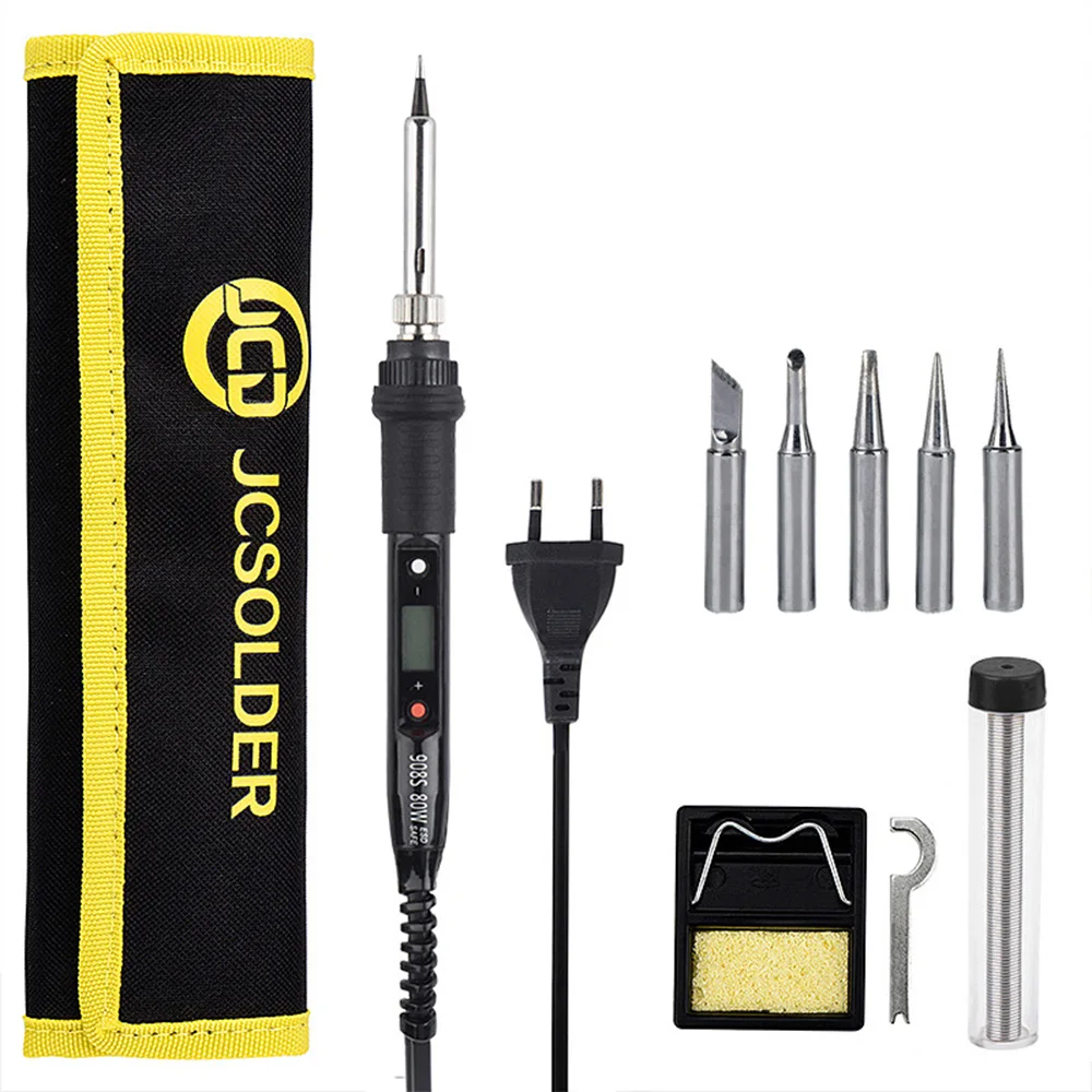 

908S 80W Electric Soldering Iron Kit Adjustable Constant Temperature LCD Digital Display 220V/110V Tips Welding Tools