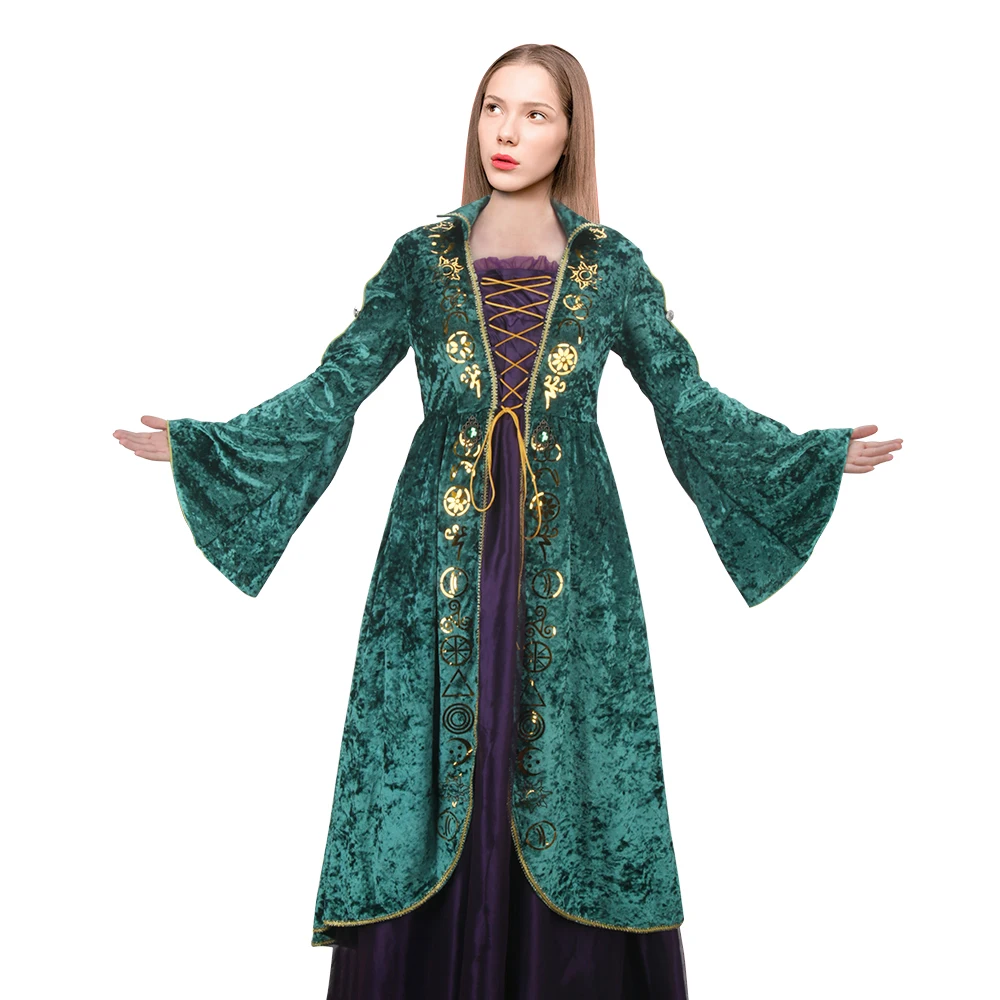 

Hocus Pocus 2 Winifred Sanderson Costume Witch Cosplay Dress Outfit Suit Uniform Halloween Carnival Outfits for Adult Women