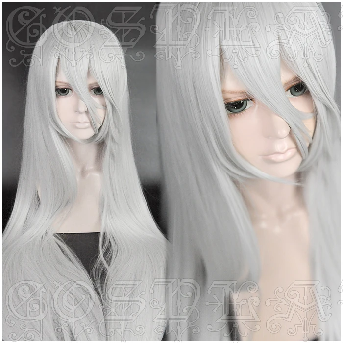 

Permainan Nier Automata Yorha TYPE A No.2 A2 Cosplay Wig Perak Putih Panjang Tahan Panas Rambut Sintetis Wig + Wig cap