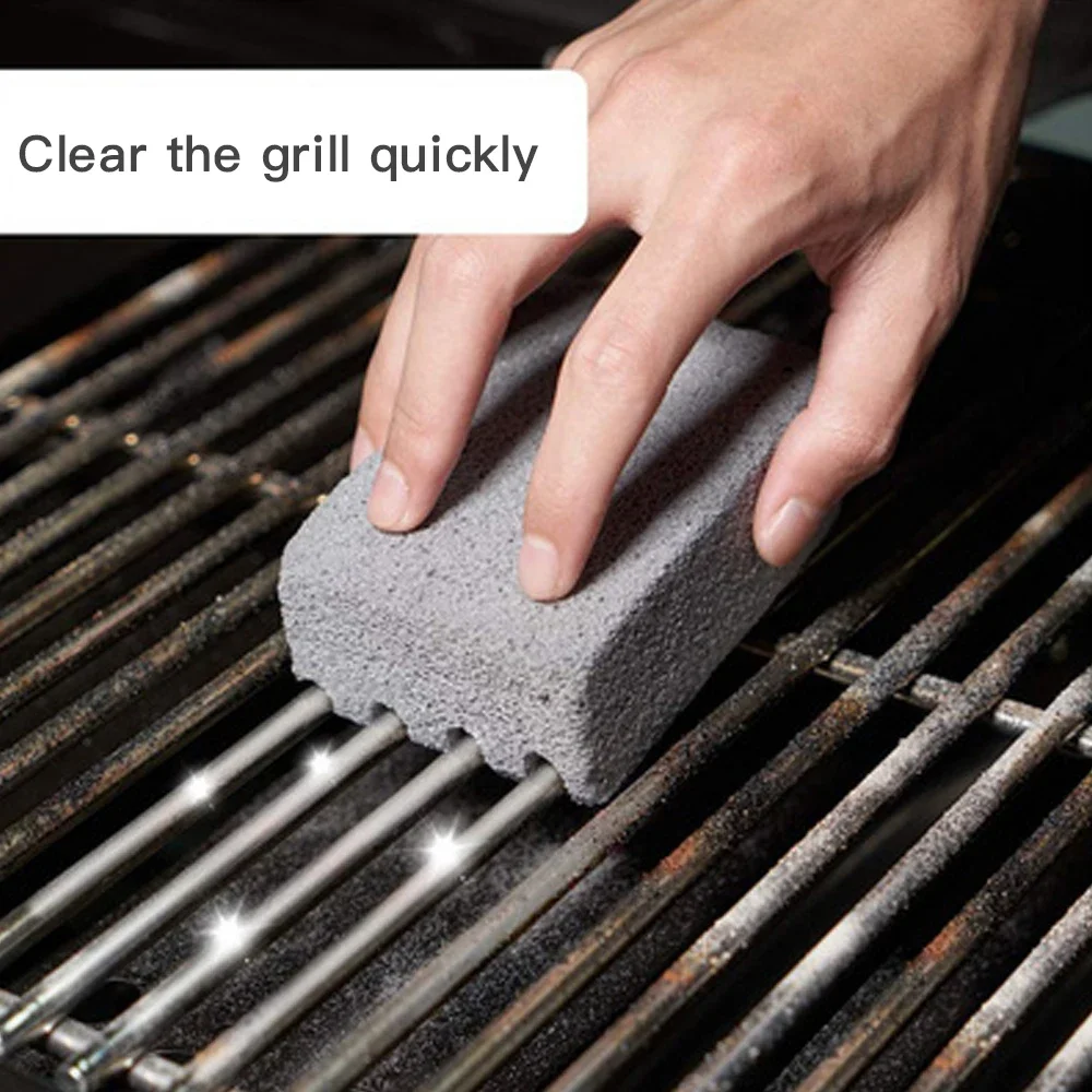 Barbecue Cleaning Tools Grill Brush BBQ Grill Cleaning Brick Block Handheld Clean Brick Barbecue Scraper Cleaning Stone Removing Stains Brush Kitchen Bakeware Tool